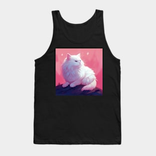 Whimsical Wonder: Exploring White Fluffy Cat Cuteness Tank Top